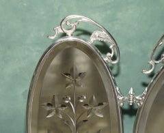 ANTIQUE ART DECO ITALIAN SILVER PLATED VENITIAN CUT GLASS FiREPLACE SCREEN
