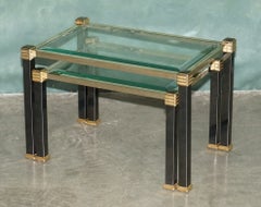 PAIR OF VINTAGE MID CENTURY 1970'S CHROME & BEVELLED GLASS NEST OF SiDE TABLES