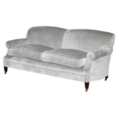 STUNNING GEORGE SMITH CHELSEA SiGNATURE SCROLL ARM MOHAIR VELVET THREE SEAT SOFA