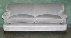 STUNNING GEORGE SMITH CHELSEA SiGNATURE SCROLL ARM MOHAIR VELVET THREE SEAT SOFA