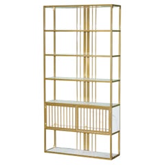 LOVELY COMTEMPORARY GILT FRAMED DiSPLAY BOOKCASE BOOKSHELF FAUX MARBLE SHELVES