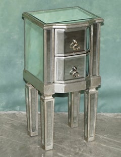 FINE PAIR OF DECORATiVE VENITIAN BEVELLED GLASS NIGHTSTAND BEDSIDE TABLE DRAWERS