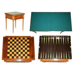 ANTIQUE 19TH CENTURY WALNUT CHESSBOARD BACKGAMMON GAMES TRiC TRAC GAMES TABLE