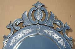 HUGE 122CM TALL ANTIQUE CIRCA 1880 ITALIAN VENETIAN CUT GLASS OVAL WALL MiRROR