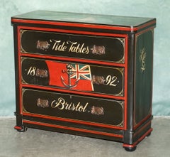 ANTiQUE 1892 DATED HAND PAINTED NAUTICAL SHIPS SEA BRISTOL CHEST OF DRAWER
