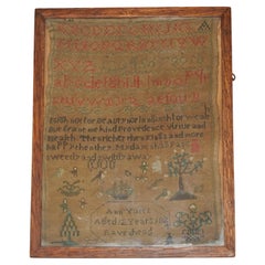 ANTIQUE 1824 DATED ENGLiSH NEEDLEWORK SAMPLER BY ANN YATES AGED 12 OF RAVENHEAD