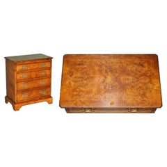 GEORGE III STYLE BURR ELM BUTLERS TABLE CHEST OF DRAWERS WiTH BRUSHING SLIDE