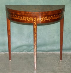 FiNE ANTIQUE ENGLISH 1870 DEMI LUNE FOLDOVER INLAID GAMES CHESSBOARD CHESS TABLE