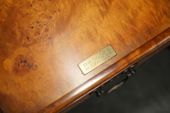 THEODORE ALEXANDER BURR & BURL TiMBER LEATHER TOPPED COMPUTER PEDESTAL DESK