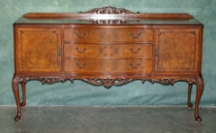 STUNNING 1940s BURR WALNUT QUEEN ANNE STYLE SIDEBOARD CABINET PART OF SUITE