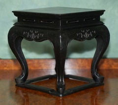STUNNiNG PAIR OF ANTIQUE CHINESE CARVED HARDWOOD MINIATURE VASE DISPLAY STANDS