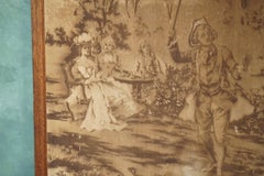 FINE LARGE 19TH CENTURY CiRCA 1890 FRENCH WOVEN TAPESTRY ROMANTIC GARDEN SCENE