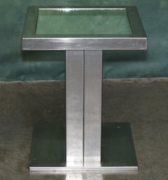 ViNTAGE MID CENTURY MODERN CHROME METAL & GLASS SIDE LAMP OCCASIONAL TABLE