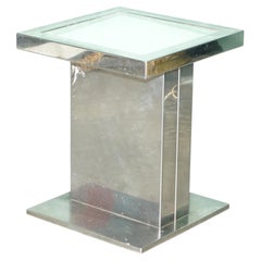 ViNTAGE MID CENTURY MODERN CHROME METAL & GLASS SIDE LAMP OCCASIONAL TABLE