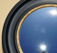 1 OF 2 LARGE 74CM EBONISED & GiLT CONVEX ROUND WALL MIRROR REGENCY STYLE