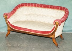REGENCY 1820 HARDWOOD MARQUETRY INLAiD LIBRARY SOFA FOR RESTORATION PART SUITE