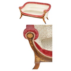 REGENCY 1820 HARDWOOD MARQUETRY INLAiD LIBRARY SOFA FOR RESTORATION PART SUITE