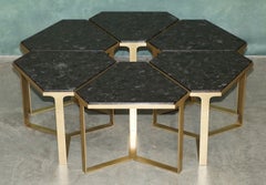 SET OF 6 DONGHIA FORMA NERO DG-68200 KRAVET MARQUINA STONE & SATIN BRASS TABLEs
