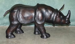 ANTIQUE CiR 1925 EXCEPTIONALLY LARGE LIBERTY'S OF LONDON LEATHER RHINO FOOTSTOOL