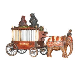 LARGE DECORATIVE ViNTAGE BARNUM & BAILEY CIRCUS WAGON ELEPHANT BEARS & MONKEY