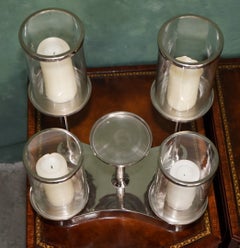 COLMORE FiVE LIGHT NICKEL & GLASS HURRICANE CANDLE HOLDER CENTREPIECE