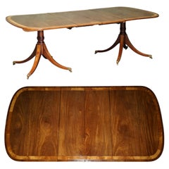 REGENCY CIR 1820 HARDWOOD SATiNWOOD CROSSBANDED EXTENDING PEDESTAL DINING TABLE