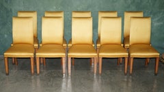 STUNNING SET OF 12 DAVID LINLEY WALNUT SATiNWOOD & CHROME DINING CHAIRS