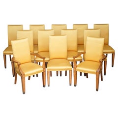 STUNNING SET OF 12 DAVID LINLEY WALNUT SATiNWOOD & CHROME DINING CHAIRS