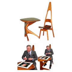 IMPORTANT KING CHARLES III PROVENANCE ALFRED CHOW CHERRY WOOD DESK & CHAiR