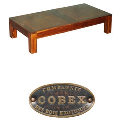 IMMENSE TABLE BASSES MODERNISTE EN BOIS EXOTIQUE COBEX FRANÇAIS D'ÉPOQUE, 182 CM X 91 CM