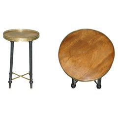 ANTIQUE 1920 FRENCH LOUIS XVI STYLE BRASS GALLERY RAiL ROUND OCCASIONAL TABLE