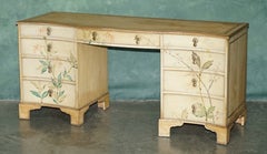 ANTiQUE SERPENTINE FRONTED HAND PAINTED CHINOISERIE HARDWOOD DRESSING TABLE DESK