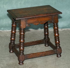 ANTIQUE 17TH CENTURY OAK BOBBIN TURNED JOINT STOOL CIRCA 1680 STUNNING PATiNA