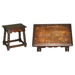 ANTIQUE 17TH CENTURY OAK BOBBIN TURNED JOINT STOOL CIRCA 1680 STUNNING PATiNA
