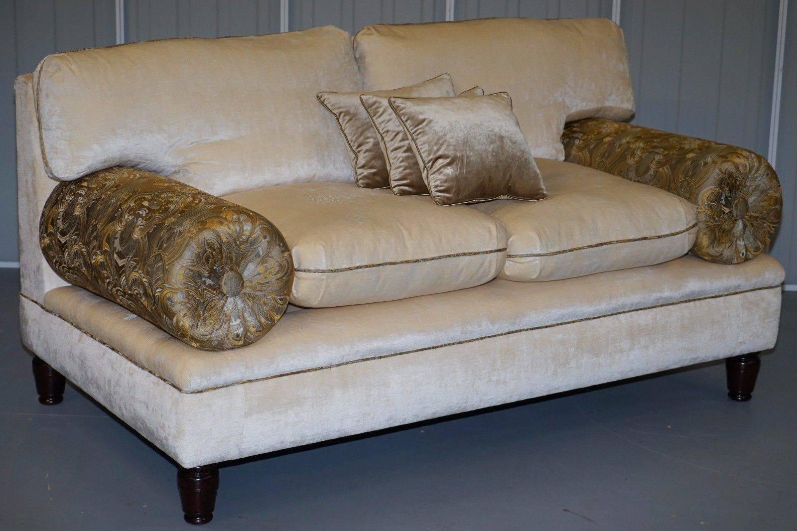 Hand-Crafted George Smith Three-Piece Suite Velvet Silk Upholstery Sofas & Bench Chesterfield