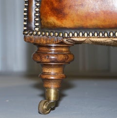 Pair of Victorian Howard & Sons Style Serpentine Fronted Chesterfield Club Sofas