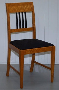 Rare Set of 12 Satin Birch Biedermeier Dining Chairs Swedish Victorian, 1900