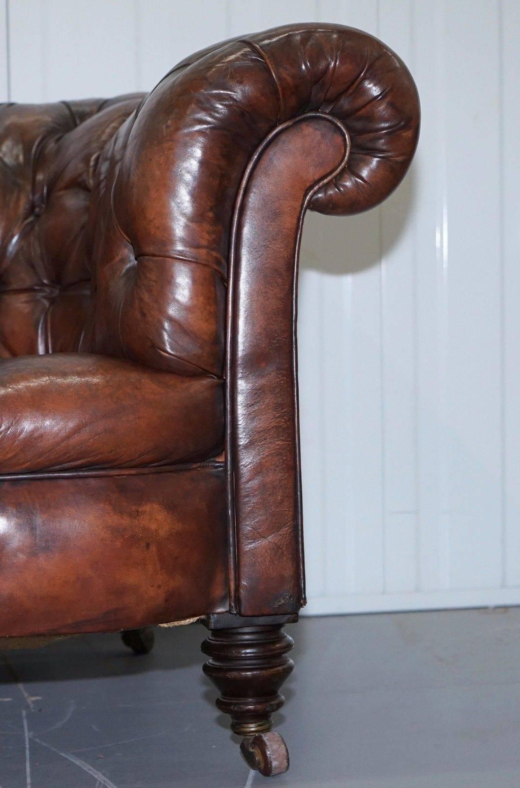 Mid-19th Century Victorian James Jas Shoolbred Chesterfield Sofa Fully Stamped, circa 1860