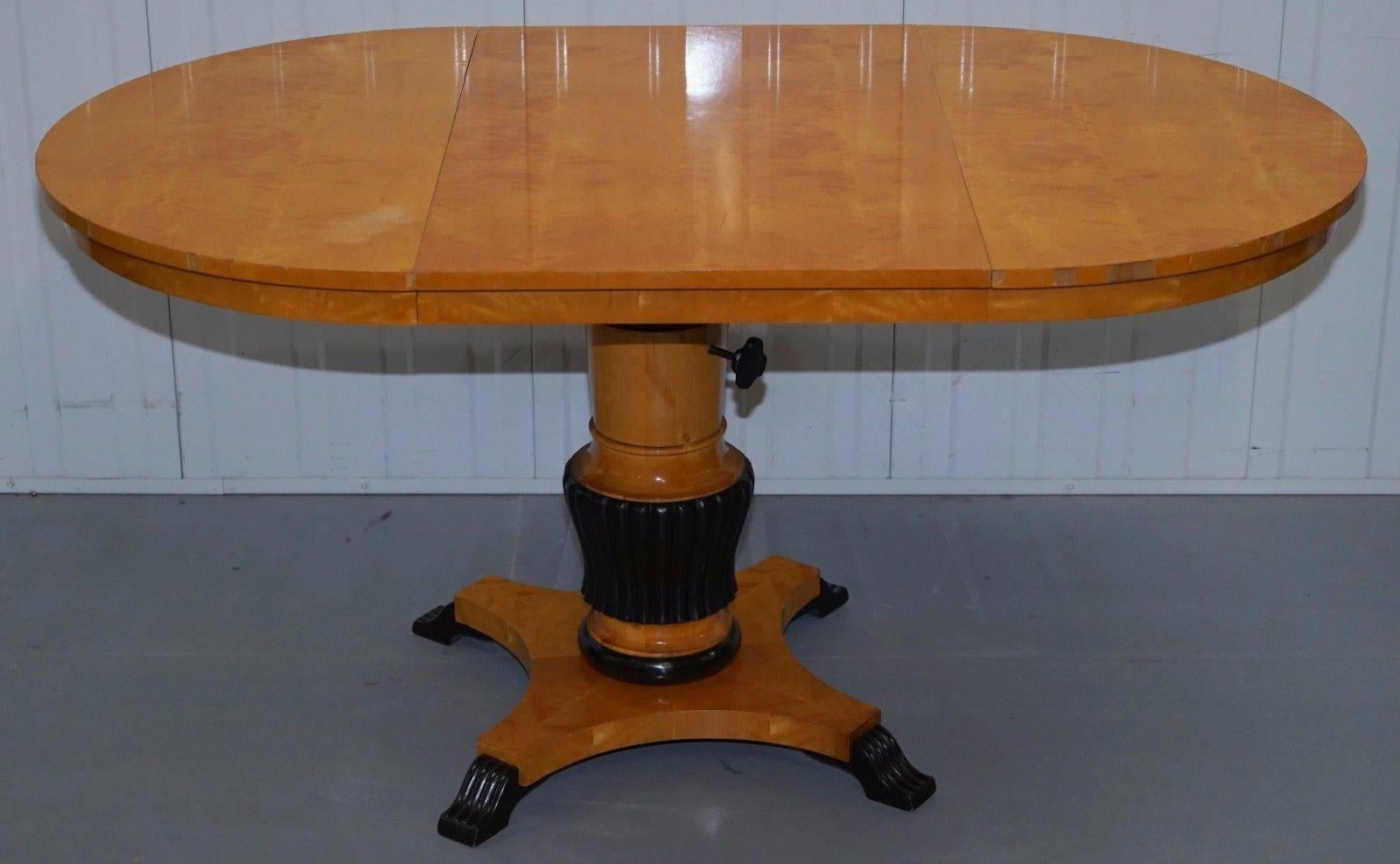 Rare Height Adjustable Extending Biedermeier Dining Table Swedish Victorian 1