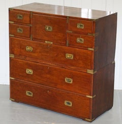 Rare 1870 Campaign Chest of Drawers with Original White & Co Ltd Paper Labels