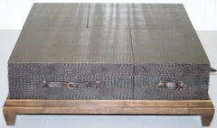 Huge Metamorphic Hidden Sliding Drawers Alligator Leather Luggage Coffee Table
