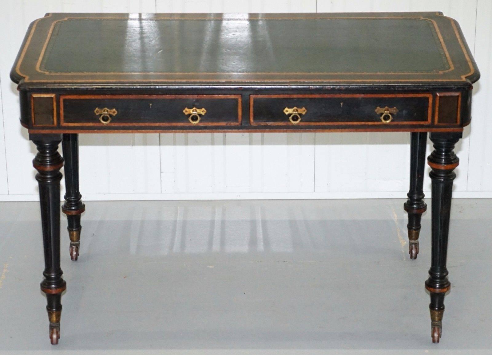 Wimbledon-Furniture

Wimbledon-Furniture is delighted to offer for sale this lovely original circa 1860 Edwards & Roberts ebonised and Walnut writing table desk

Please note the delivery fee listed is just a guide, for an accurate quote please