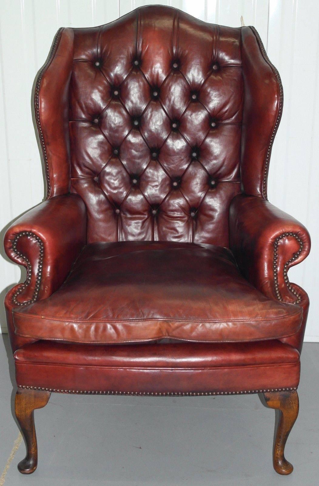 Wimbledon-Furniture

We are delighted to offer for sale this stunning pair of Chesterfield hand dyed aged oxblood leather with wide and straight back William Morris Style Wingback Queen Anne armchairs with matching Georgian straight leg style