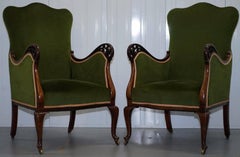 Cornelius V Smith viktorianische Mahagoni-Samt-Suite:: Sofa und Sessel:: gestempelt