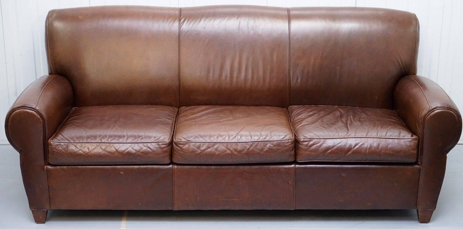 brown distressed leather sofa