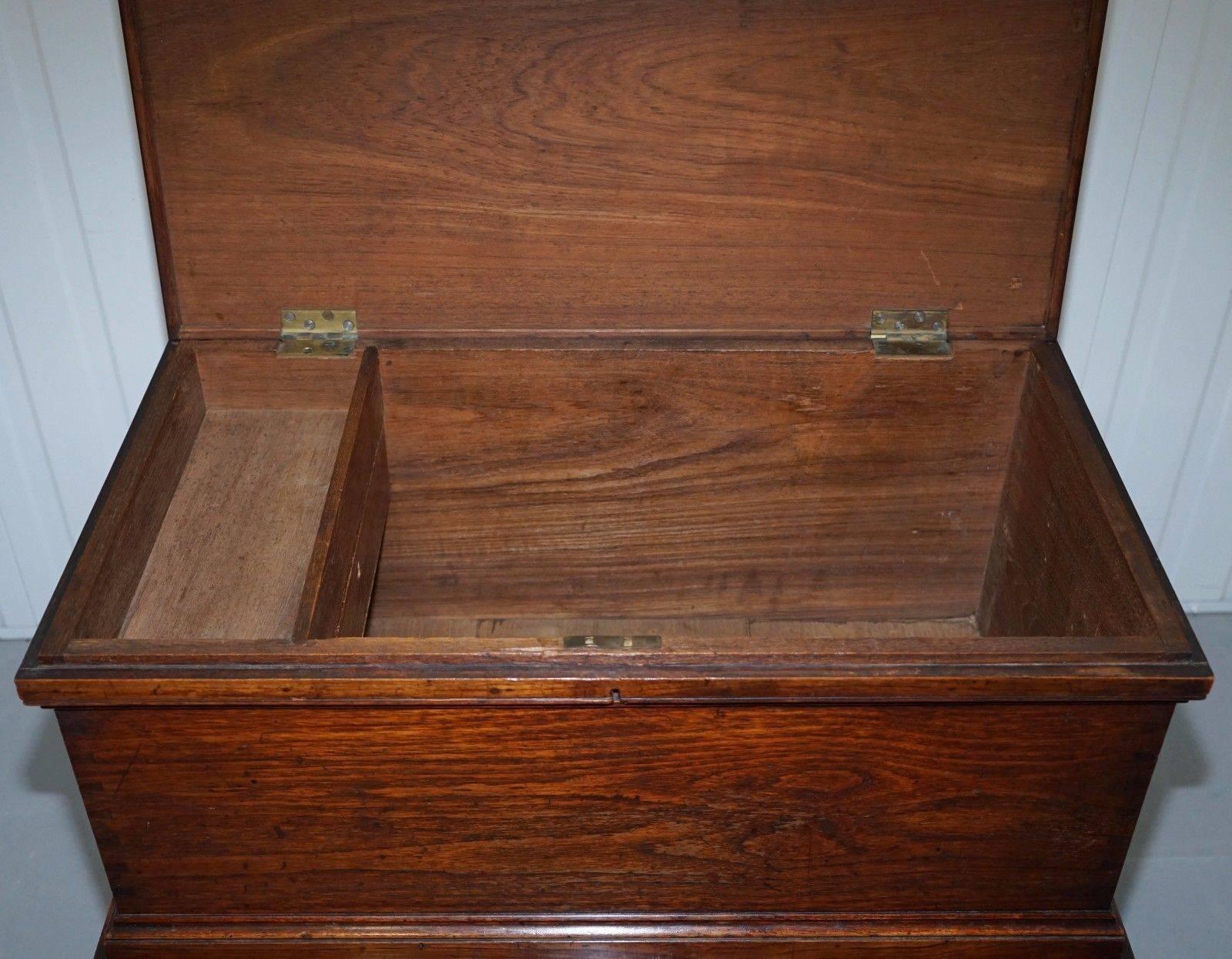 Victorian Mahogany Naval Campaign Chest on Stand with Brown Engraved Handles 2