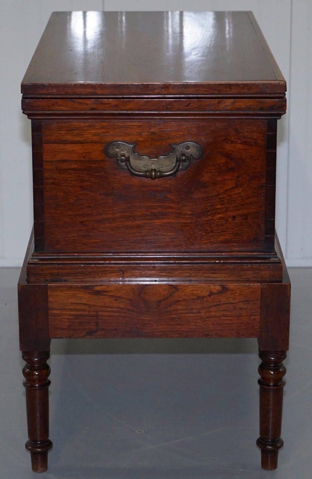 Victorian Mahogany Naval Campaign Chest on Stand with Brown Engraved Handles 3