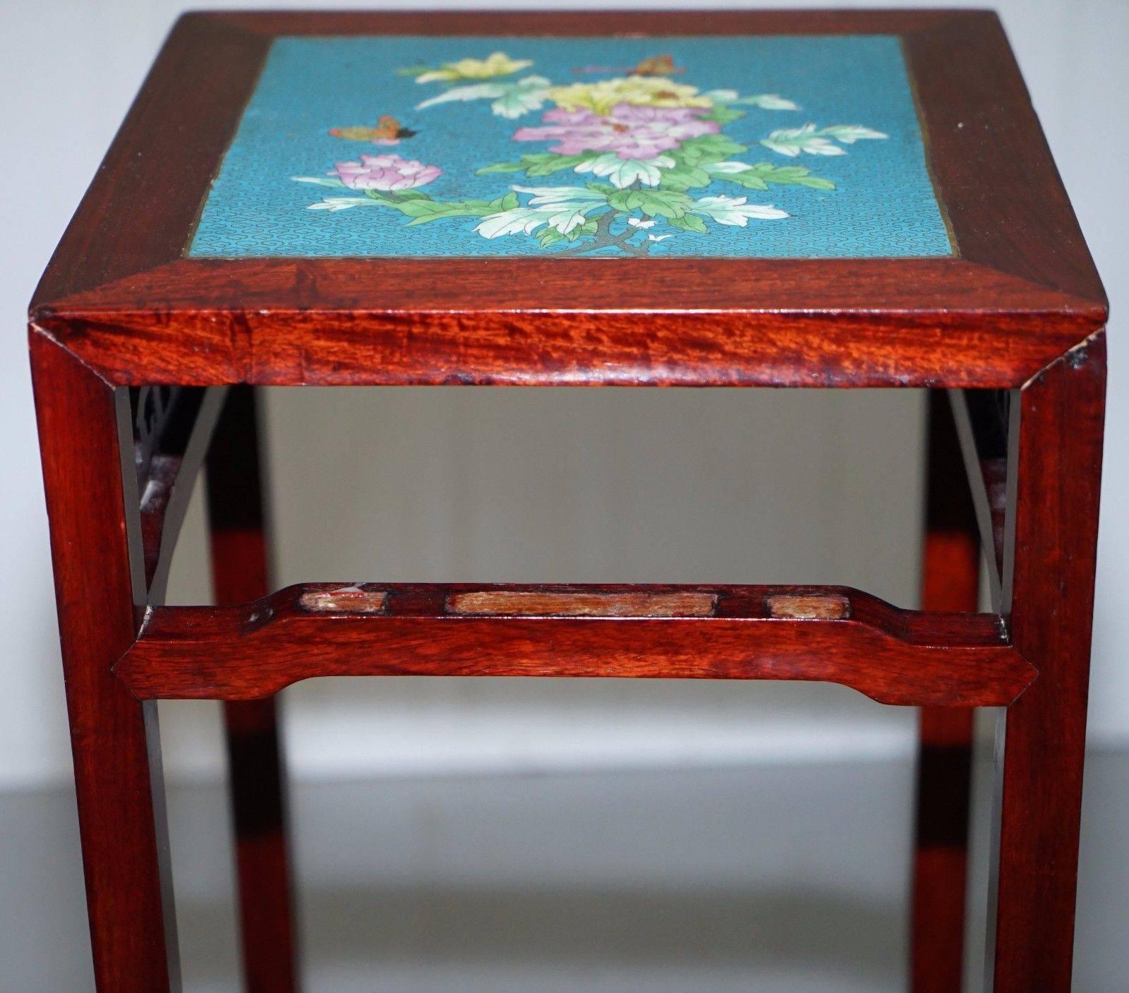 Chinese Export Chinese Chen Leung Rosewood Plant Pot Jardiniere Stand Signed Fret Tiles
