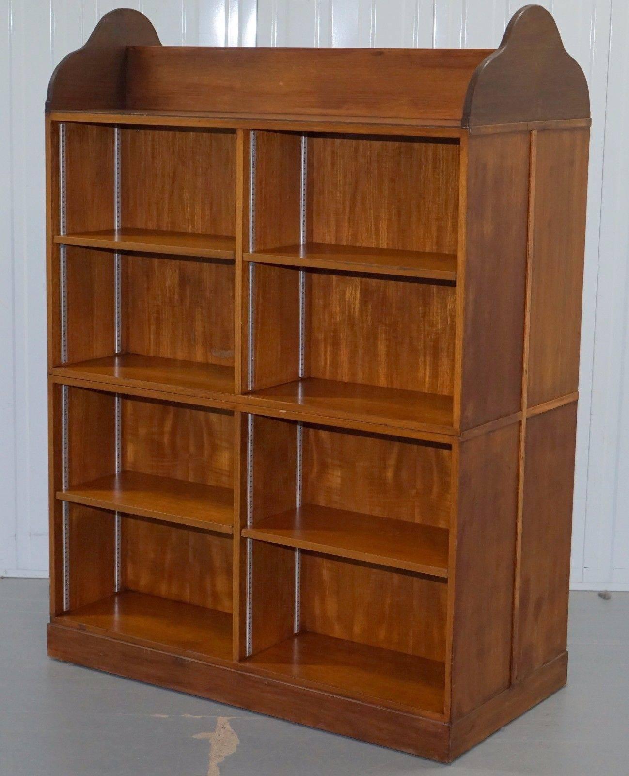 Mid-Century Modern Matching Pair of Mahogany Double Sided Bookcases on Wheels Great Room Dividers