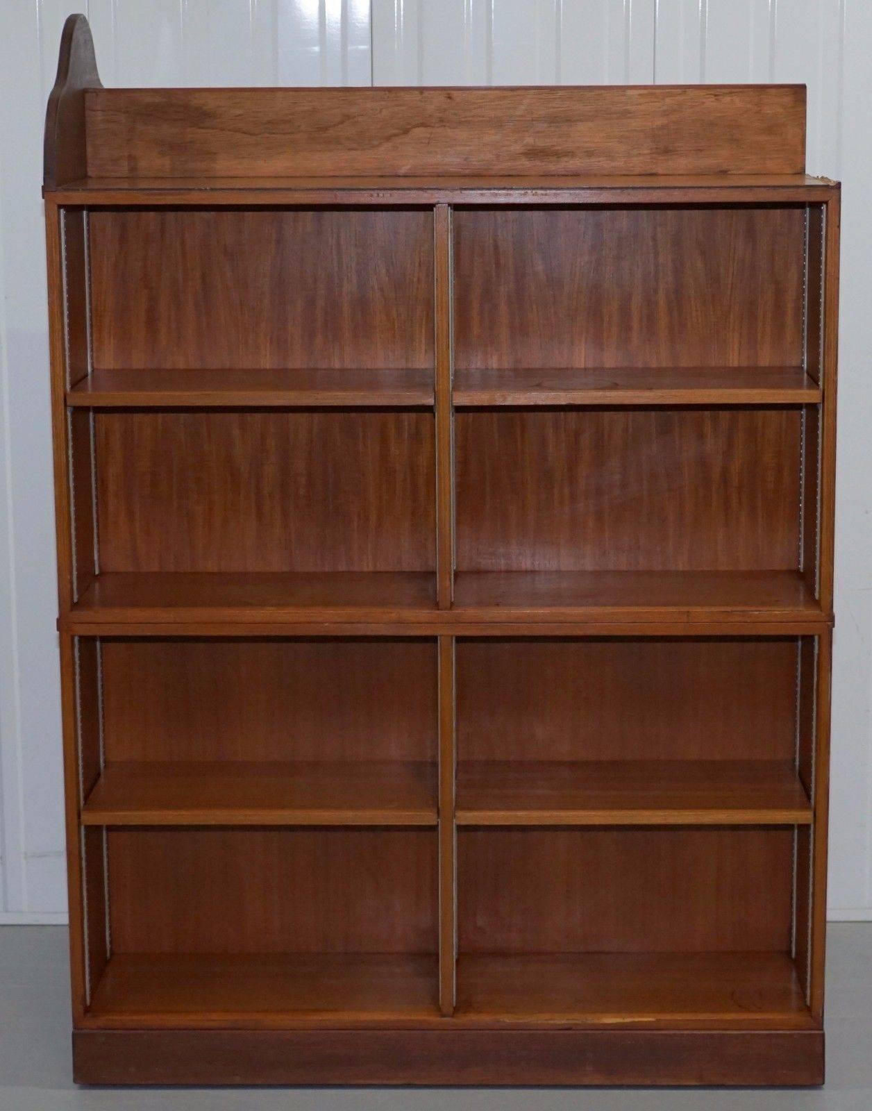 British Matching Pair of Mahogany Double Sided Bookcases on Wheels Great Room Dividers